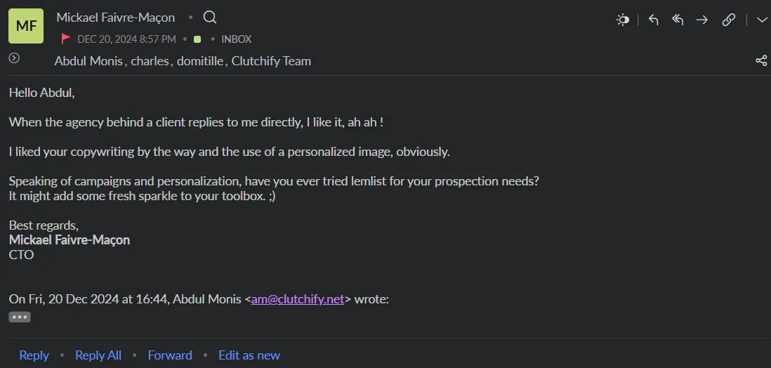 email reply cto